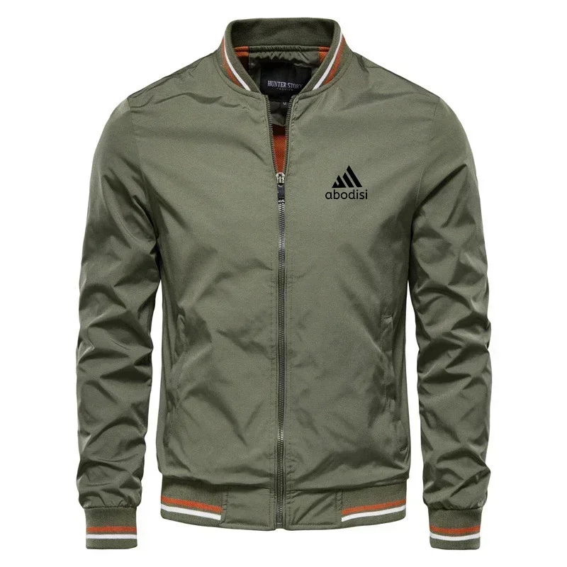 اتجاهات جديدة في الربيع والخريف: سترات ذات ياقة واقفة للرجال أوروبية وأمريكية مع سحابات وبدلات جولف غير رسمية للرجال #1