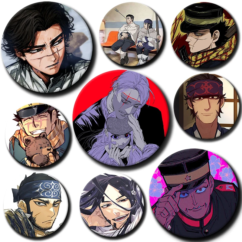 Anime Cartoon Character G-Golden K-Kamuy Badge Enamel Brooches Backpack Clothes Hat Pins Jewelry Ornaments Gift for Kids Friends