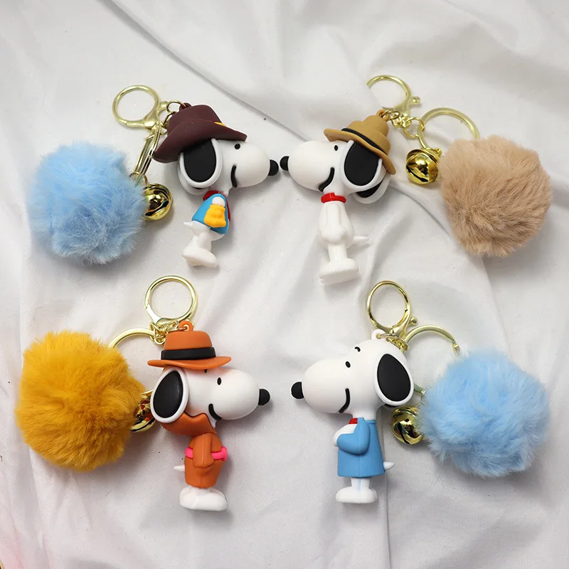 1/6pcs Snoopy Cute Doll plush Keychain Silicone Car Couple Key Pendant Bag Small Pendant Creative Keychain gifts ﻿