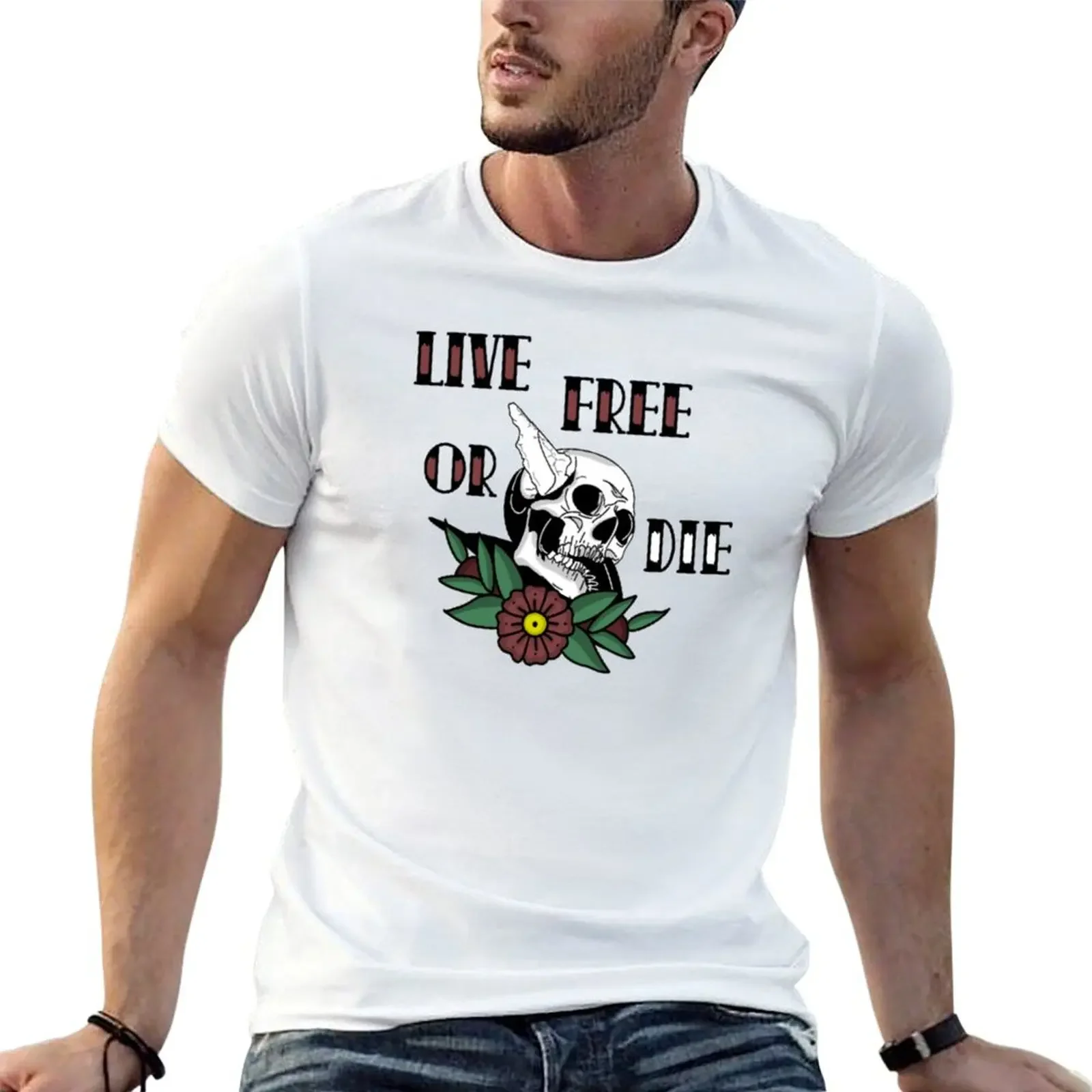 Live Free or Die T-Shirt vintage clothes man clothes customizeds black t-shirts for men