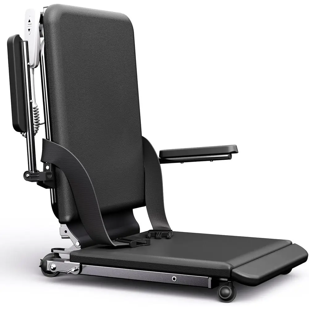 

Electric Reclining Chair with 4 Wheels, PU Cushion, Supports 400 lbs, Safety Belts, Ideal for Elderly, Black
