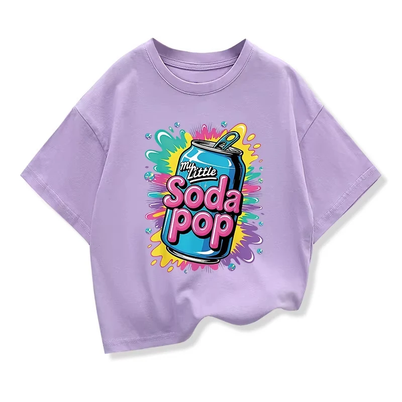 Soda Sparkling Water Summer Short Sleeved 2026 New Pure Cotton Parent-child T-shirt Summer Outfit Cool Children's Base Shirt