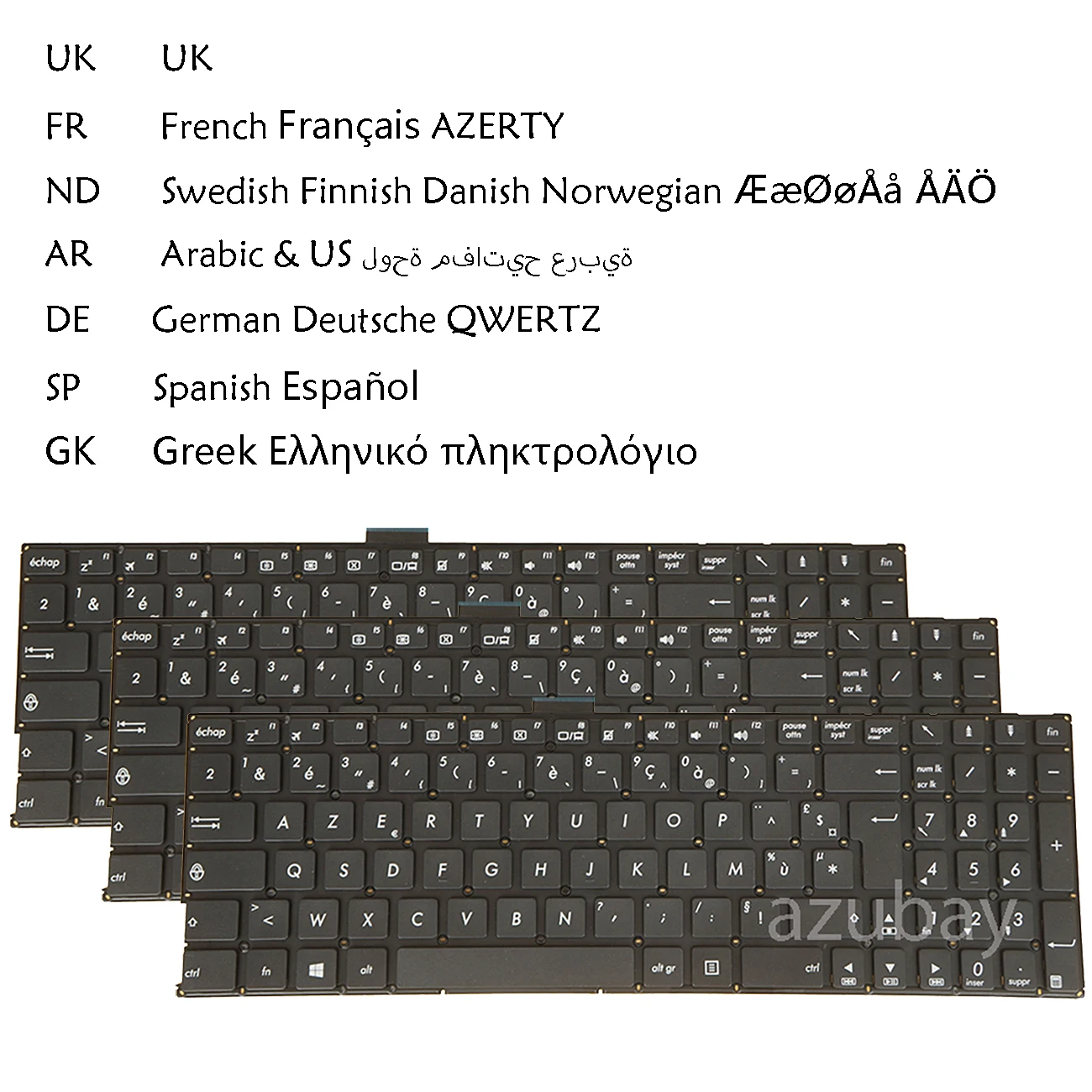 UK Latin Spanish French Nordic Arabic Greek German Keyboard For Asus F530L F530LD F530LN  F554L F554LA F554LD F554LI F554LN