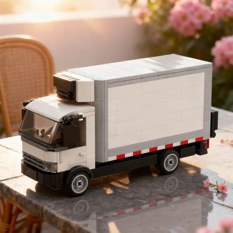 

348pcs MOC Refrigerated Box Truck City Cargo Model Building Blocks Creative DIY Gift Display Decor Assemble Premium Adult Kids