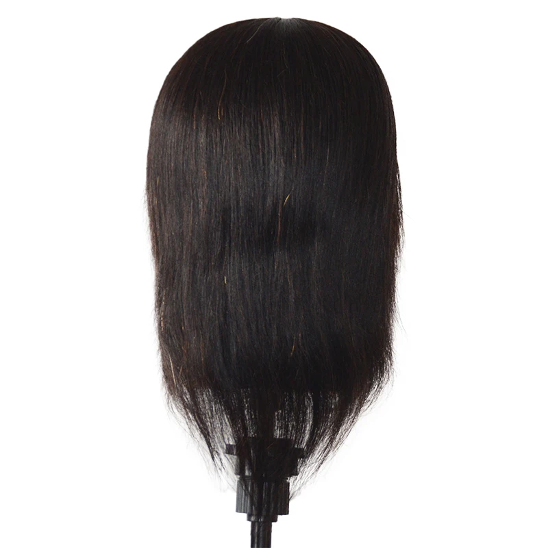 100% 인모 마네킹 헤드 8인치 남성 스타일링 헤드 연습용 미용 스타일링 트레이닝 인형머리 클램프 스탠드 포함