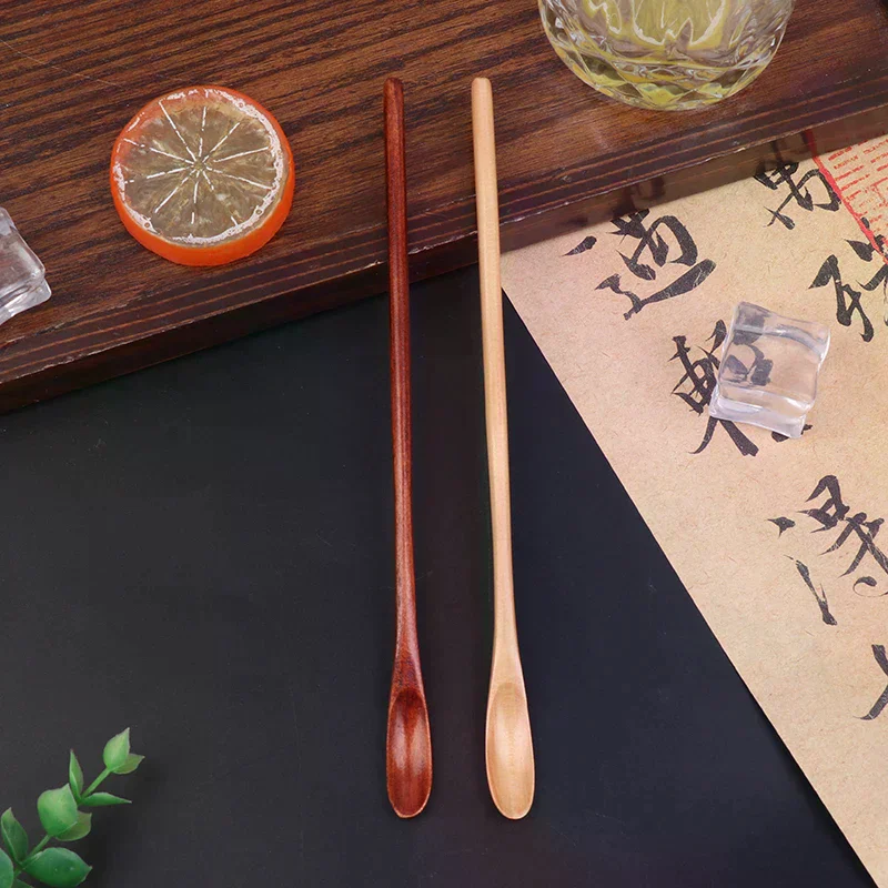 Cooking Honey Sugar Spoon Tea Coffee Stirring Spoons Long Handle Wooden Spoon Household Dessert Drink Spoon Small Spoon Japanes