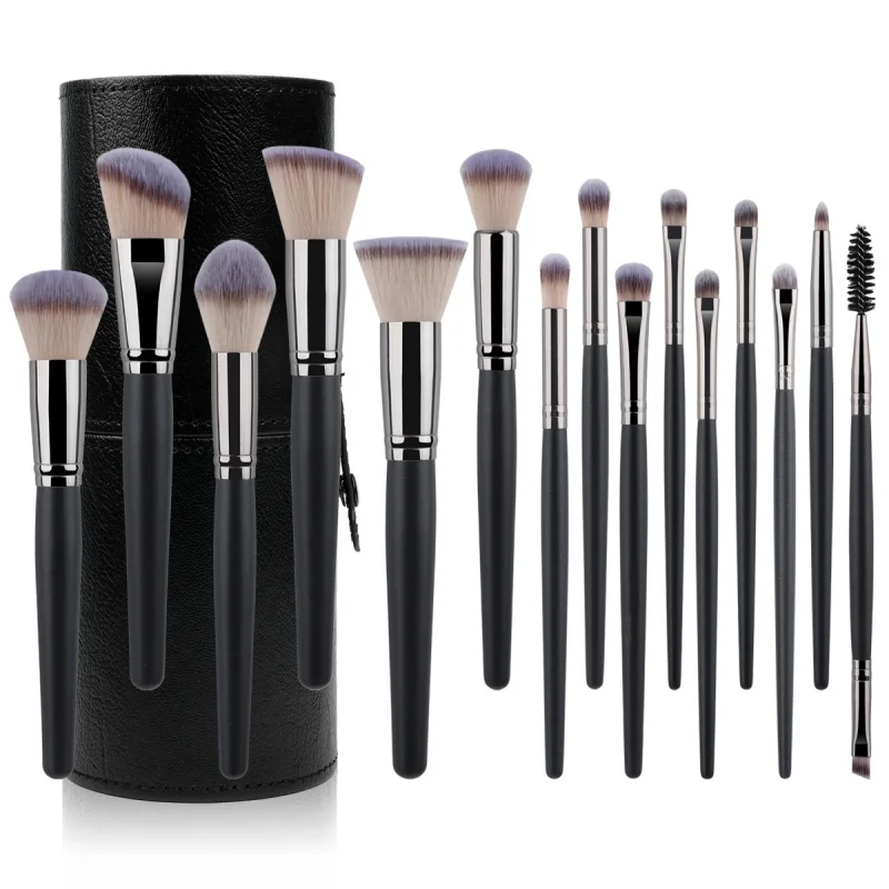 Novo Cangzhou15 conjunto de pincéis de maquiagem xadrez rosa ouro alça de madeira ferramentas de maquiagem