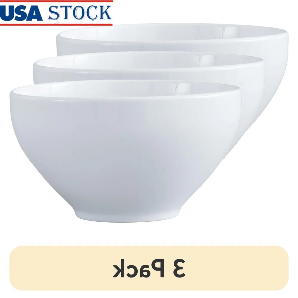 Paquete de 3 cuencos de cereales de porcelana duradera, aptos para microondas, aptos para lavavajillas, diseño moderno, brunch Ideal para cenas, uso diario