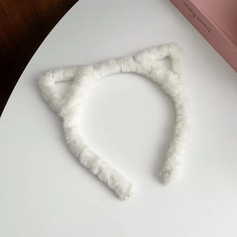 Furry Cat Headband with Cat Ears Headwear Hair Accessories for Women Girls Cat Costume Lolita Cosplay Festival Party Supplies