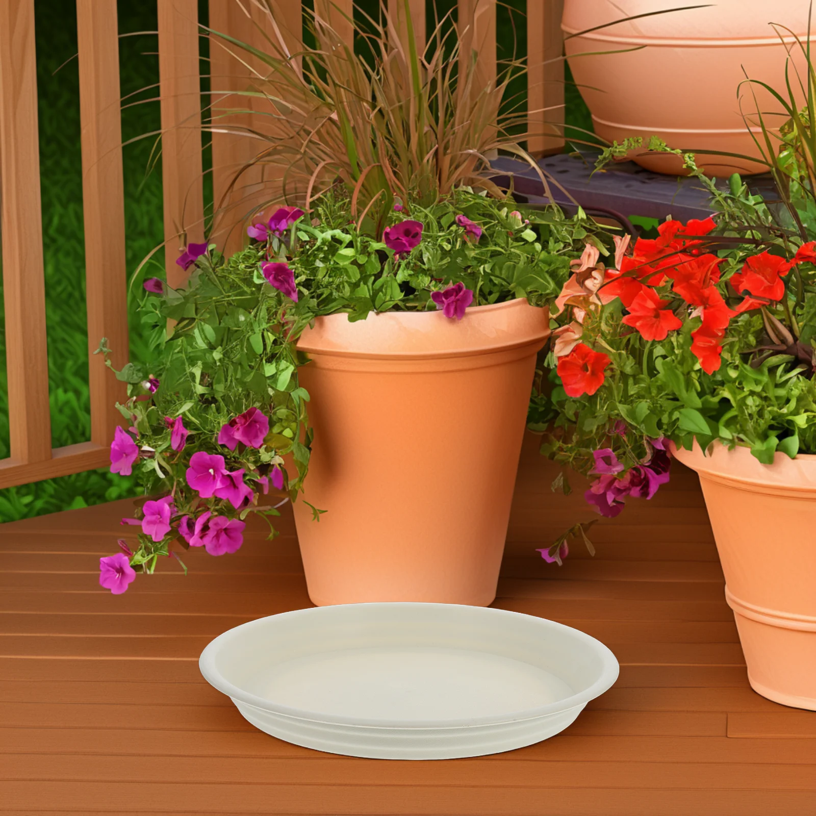 

4 Pcs Flower Pot Base Round Plastic Planter Saucer Water Tray for Potted Plants Patio Leakproof Drainage Trays