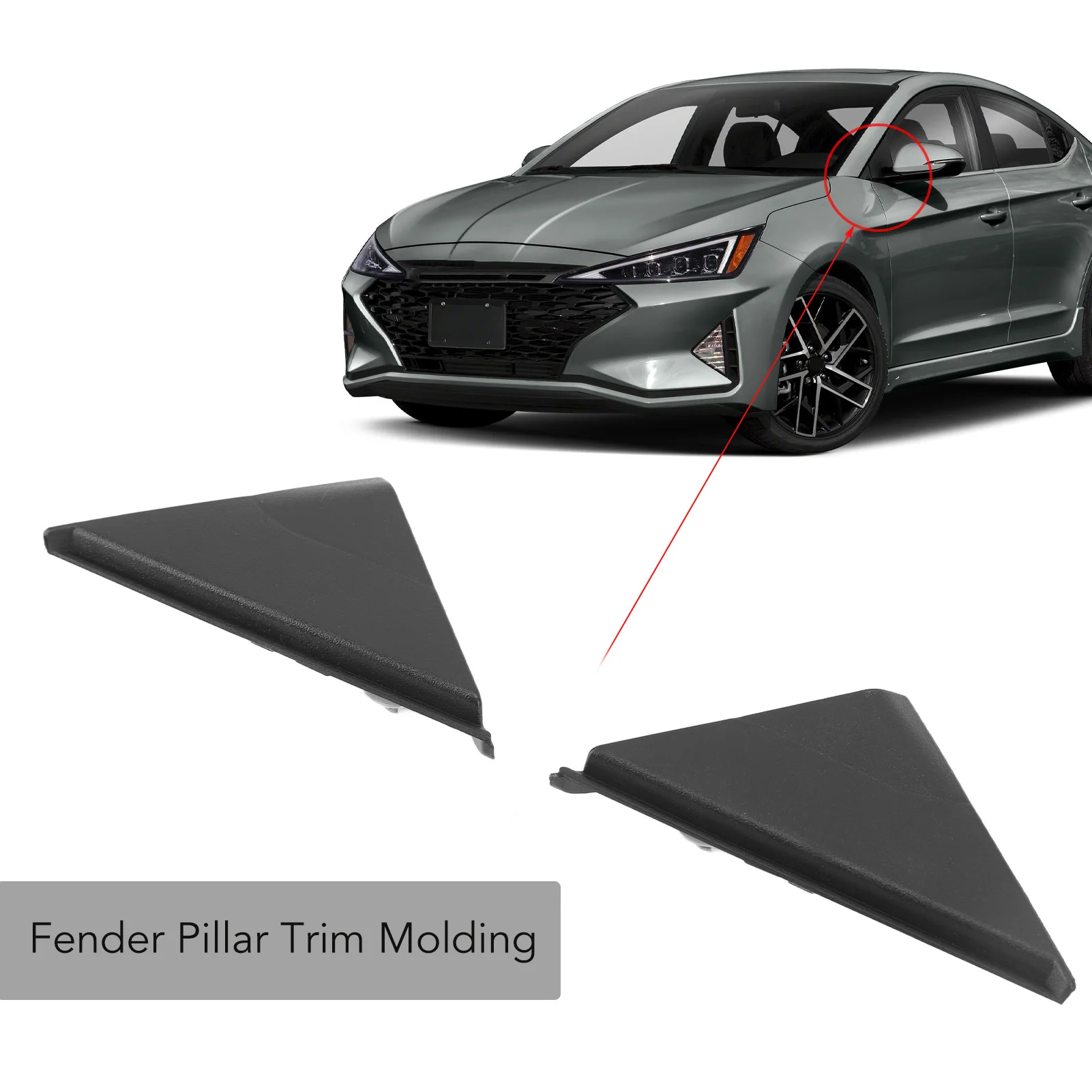 2PCS Fender Pillar Trim Molding for HYUNDAI ELANTRA 1.4L 1.6L 2.0L 2017 2018 2019 2020 86180 86190 F2000 Replacement Accessories