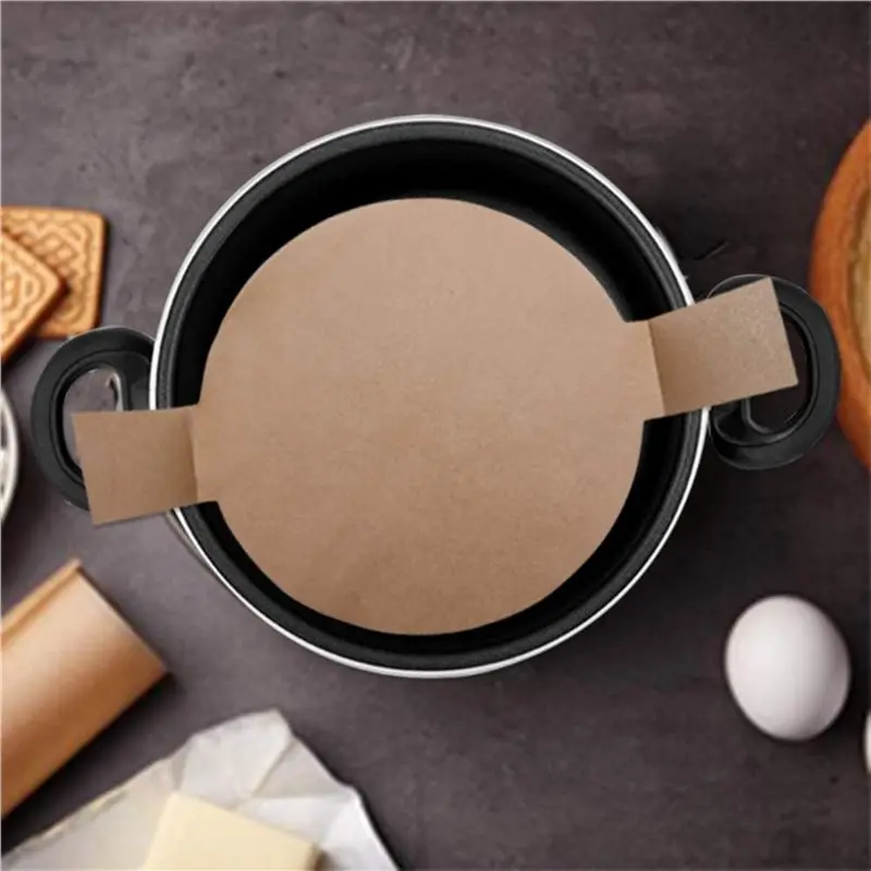 TFORU-200Pcs Precut Circle Cake Pan Liners Round Non-Stick Parchment Paper With Lift Tabs For Baking Brown 8 Inch
