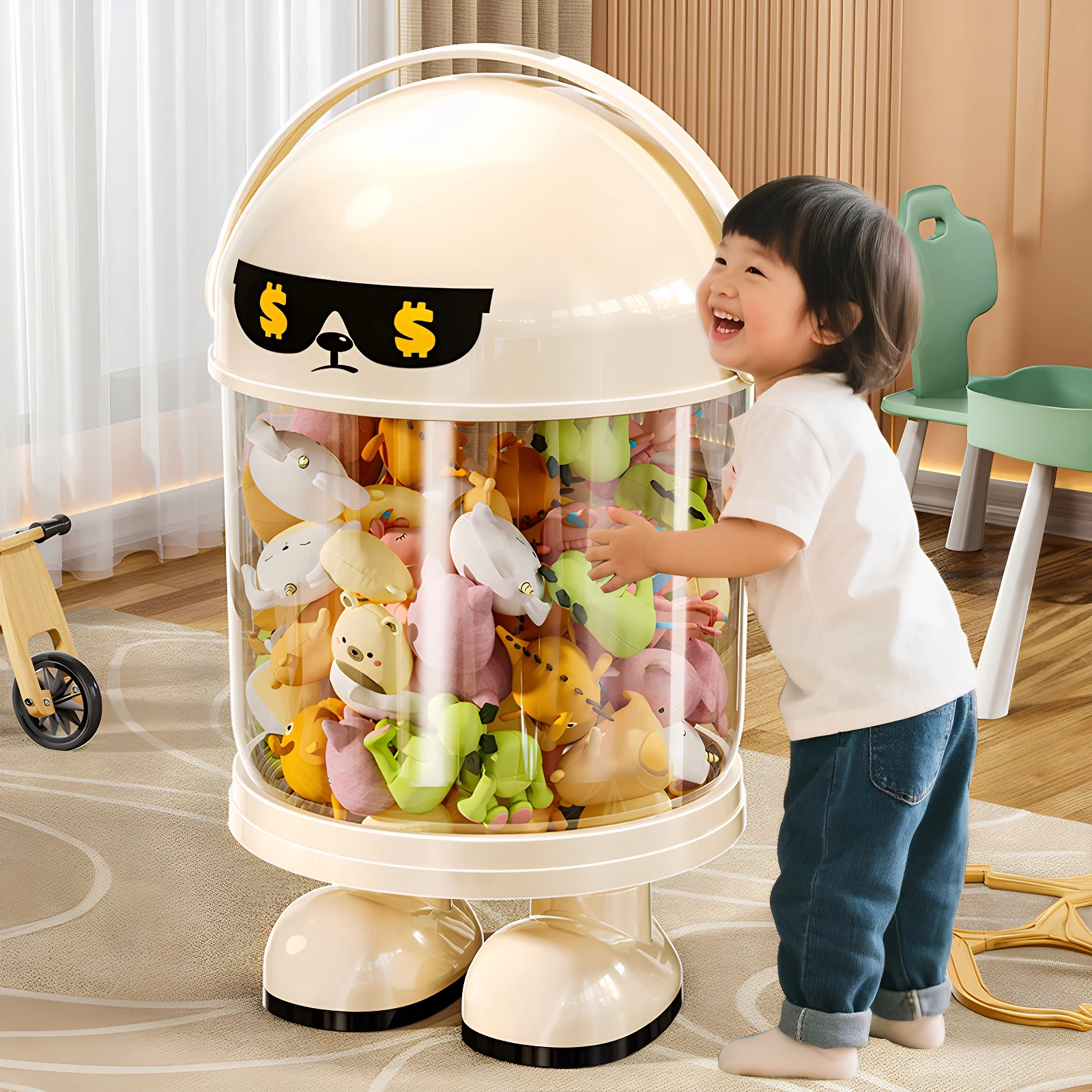 

Transparent Dust Canister Large Capacity High-color Doll Storage Bucket Doll Doll Storage Goddess