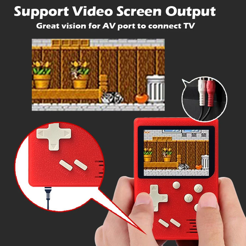 GAMINJA GC27 Handheld Video Console 2.4 Inch TFT Color Screen Portable Game Player Built-in 400 Retro Games with AV Output