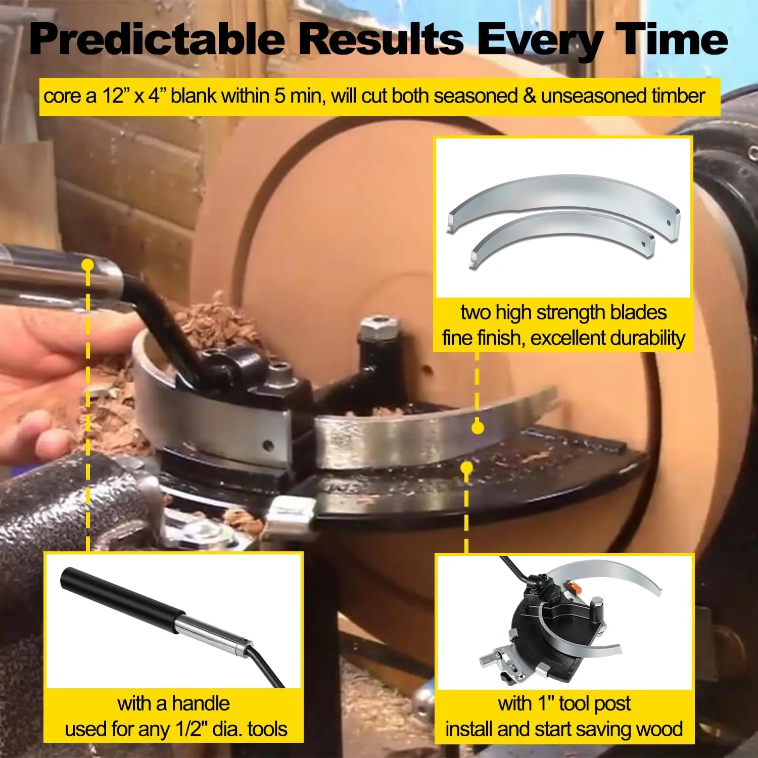 MX Replacement for Woodcut Bowlsaver Complete System with Two Blades for Coring Bowl Blanks 3\