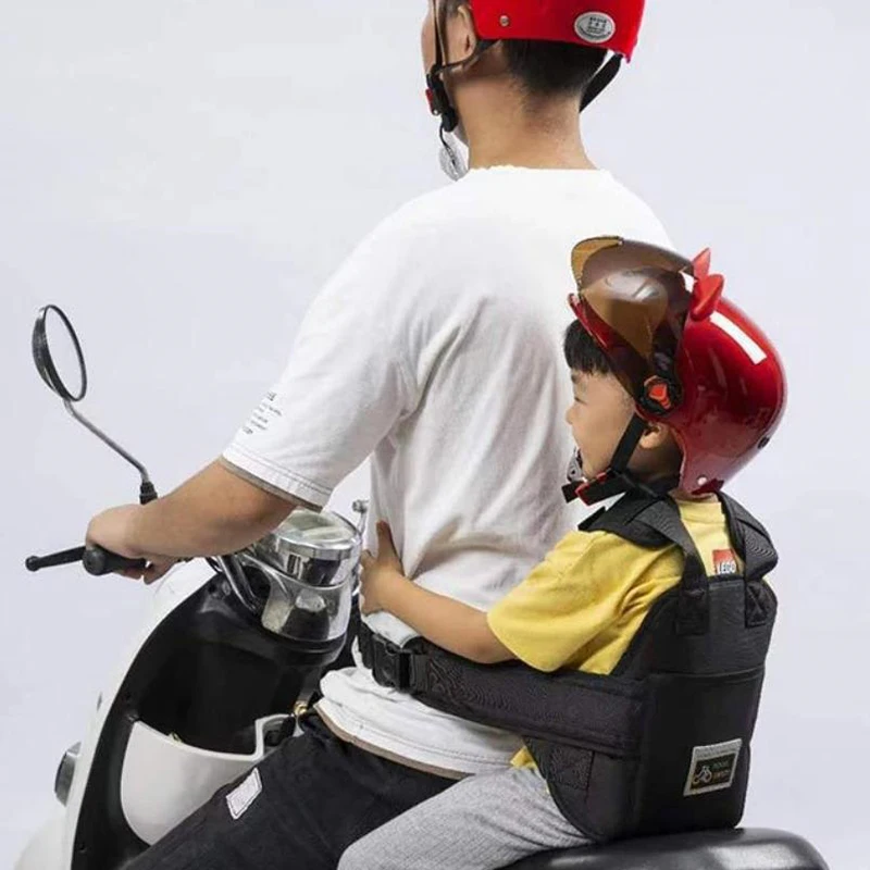 Universal Motorcycle Safety Belt For Kids With Storage Bag Rear Seat Grab Handle Strap Harness Adjustable Child Reflective Strip