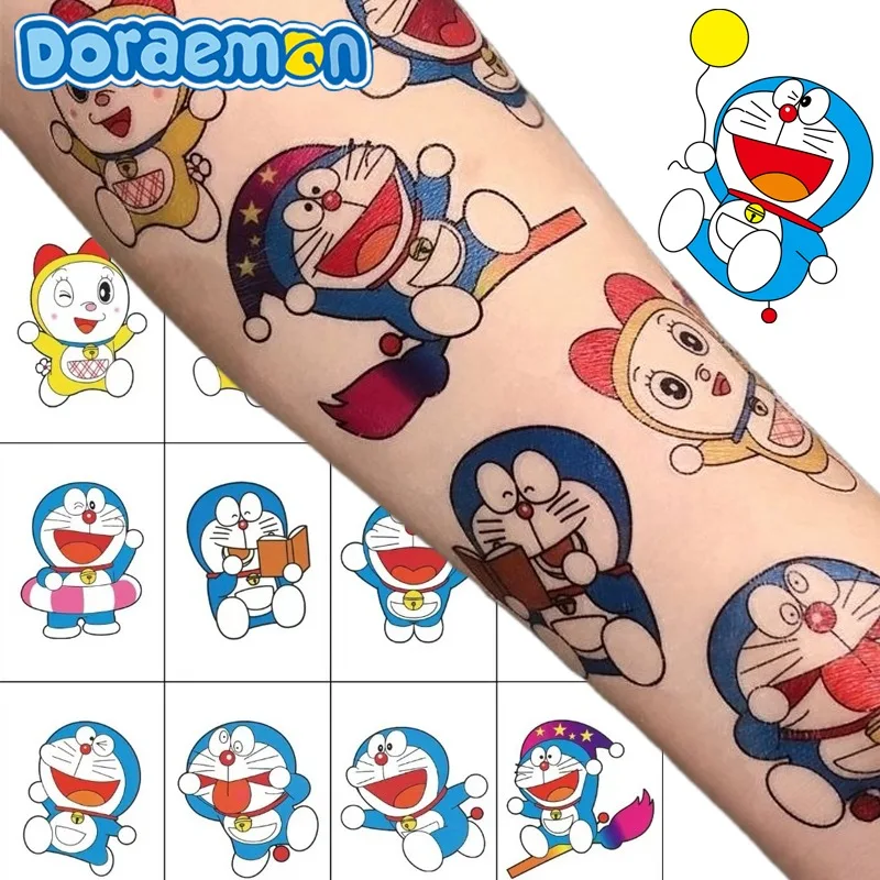 11 autocollants temporaires pour bras et paumes, motif Doraemon, pour cosplay et jeux de rôle anime, jetables