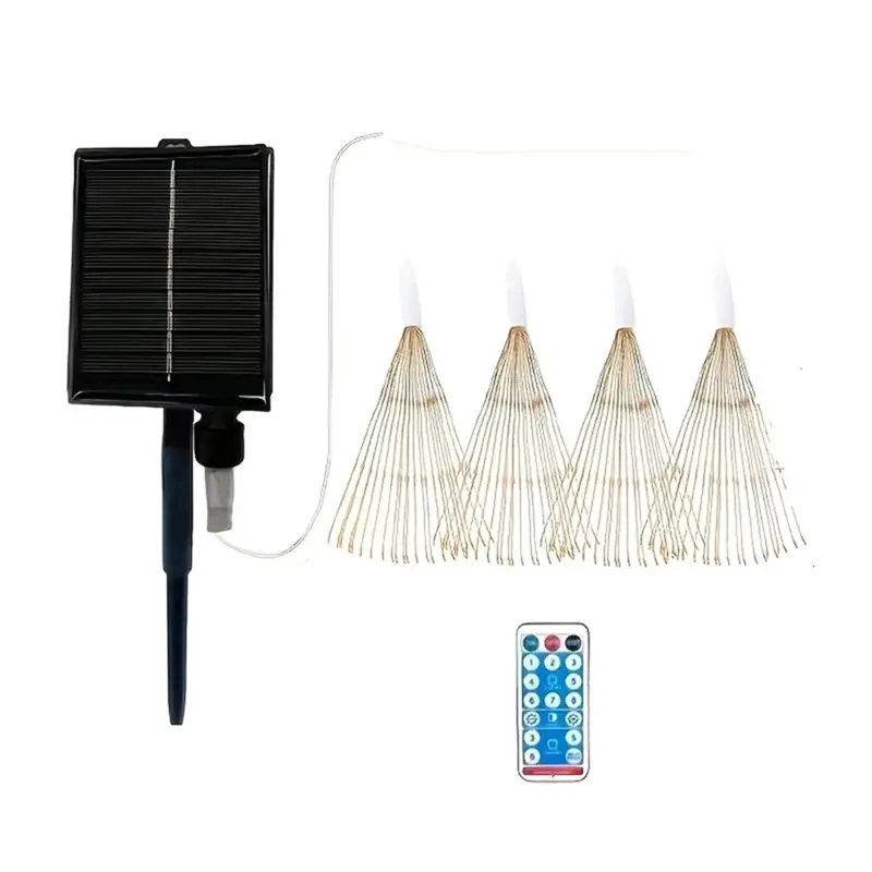 

Светодиодный солнечный светильник 5X96 LEDS с 8 режимами и пультом ДУ, гирлянда для сада, рождественский декор