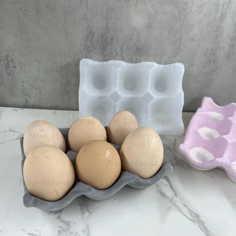 6 Grids Egg Tray Silicone Mold Easter Eggs Concrete Holder Molds Egg Storage Tray Plaster Concrete Cement Epoxy Resin Mould