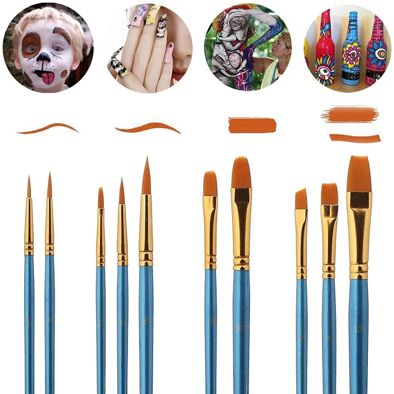 Gfc-10 Pcs Paint Brushes Art Paint Brush Set and 4 Pcs Paint Palette