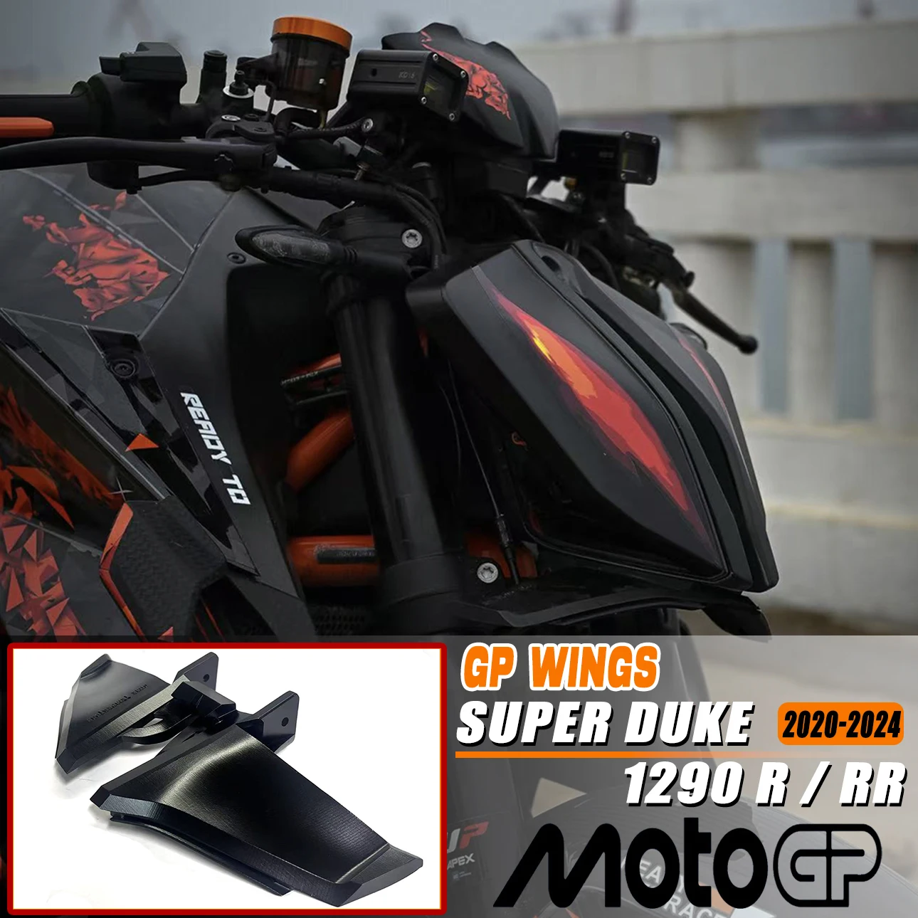 

Для 1290 Super Duke R/RR 2020-2023 2024, прижимная сила для мотоцикла, голые передние спойлеры, аэродинамическое крыло, комплект переднего спойлера