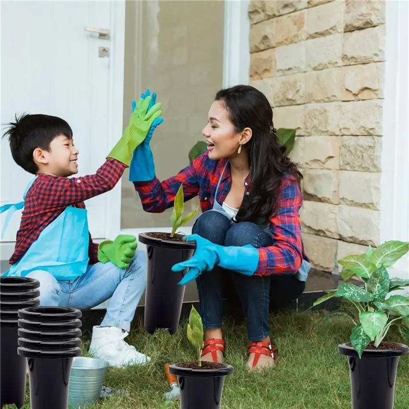 AT21-20Pcs Plastic Deep Plant Nursery Pots, Thick Stable Tall Tree Pots, Reusable Tall Seedling Plant Container Pots, Deep