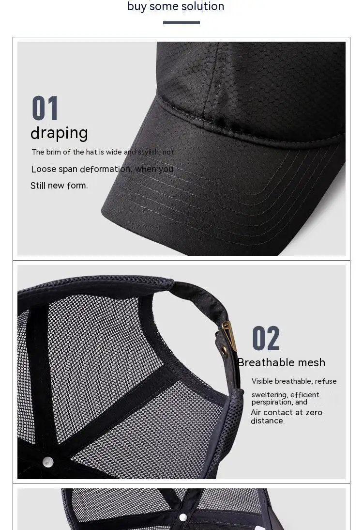 Overs ize Big Head Man Plus Size Baseball Cap Frühling Sommer dünne Stoff Mesh Sonnenhut männlich Snapback m 55-59cm l 60-64cm – Detail 35