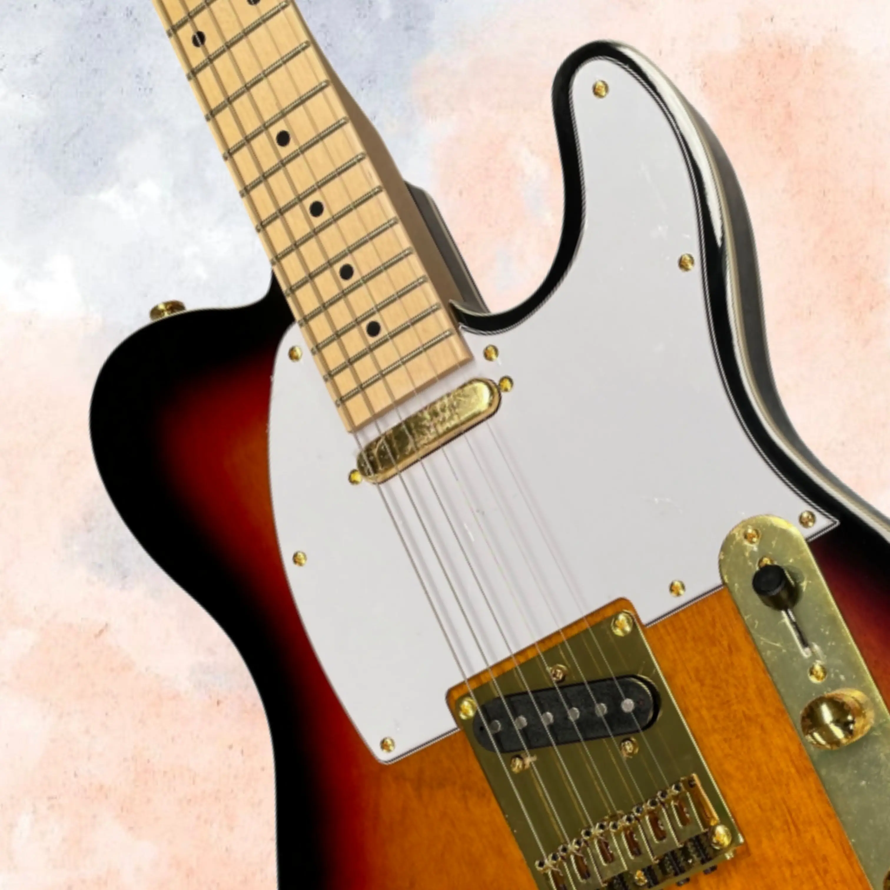 Vintage Sunset Gradient Electric Guitar,Luxurious Gold Accessories, Binding Craftsmanship Guitara,Live performance use Guitarra