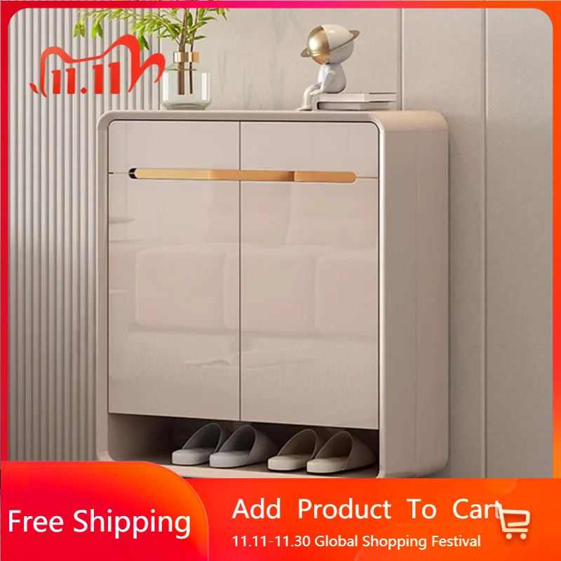 

Nordic Organizer Shoe Cabinet Display Mobile Living Room Storage Designer Slippers Shoe Shelf Vertical Muebles Home Furniture