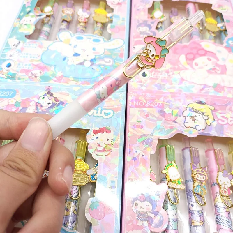 Imagem -03 - Criativo Sanrio Melody Gel Pen Grupo Black Ink Signature Canetas Bonito Cinnamoroll Material Escolar Brinde Promocional 0.5 mm 24 Pcs por Lote