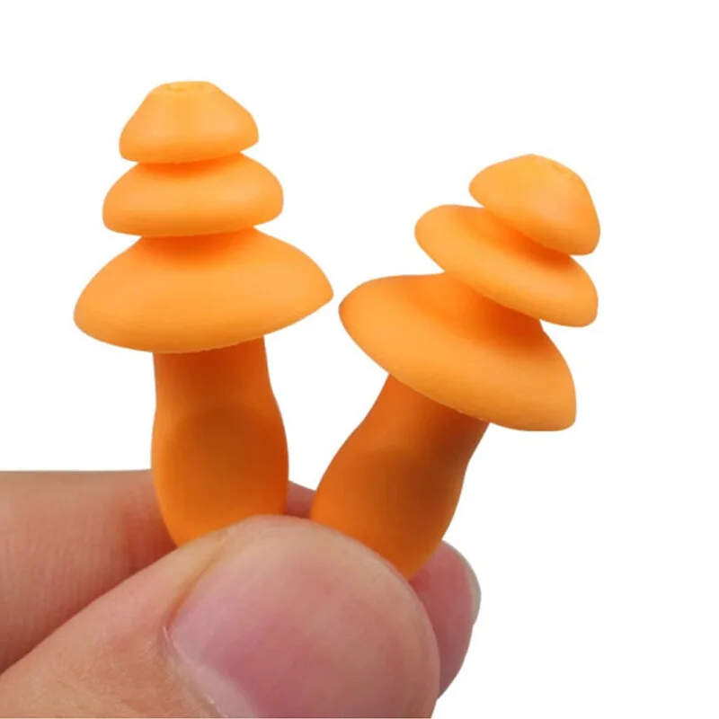 Orange Three Flange Shape Sleep Noise Protection Sleep Ear Plugs Reduction Silicone Reusable Earplugs