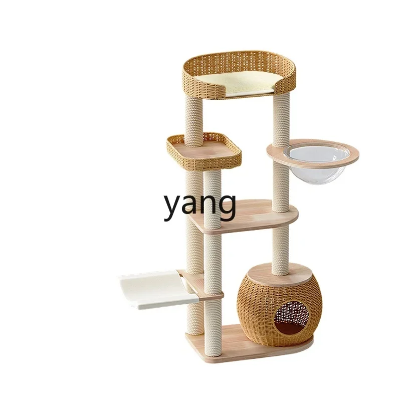 L'm Full Solid Wood Cat Climbing Frame Cat Tree Integrated Large Cat Frame High Sisal Rattan