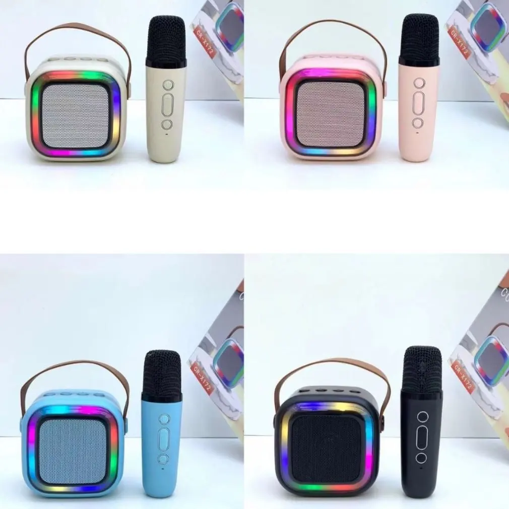 K1 Dual Microphone Karaoke Bluetooth Speaker RGB Light one 5W Speakers Sound Subwoofer Boombox Support Multiple Input Modes