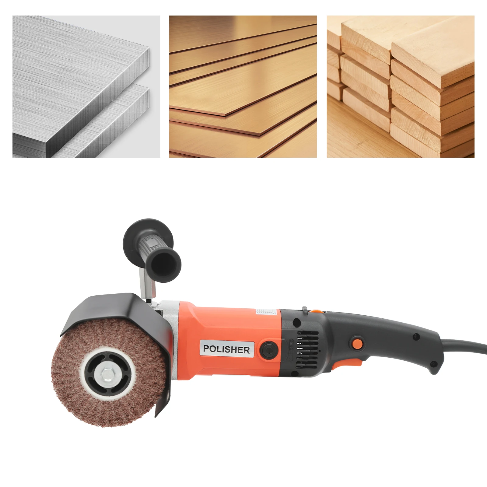 

1400W Handheld Polisher Adjustable Speed 600-3600RPM All Copper Motor Ergonomic Design for Wood Metal Stone