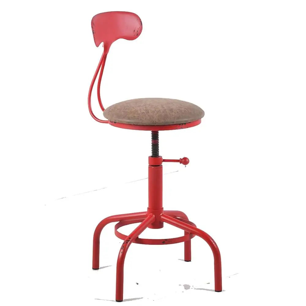 Home Kitchen Stool, Industrial Counter Stool, Height Adjustable Swivel Bar Stools Indoor House Design With Iron Backrest