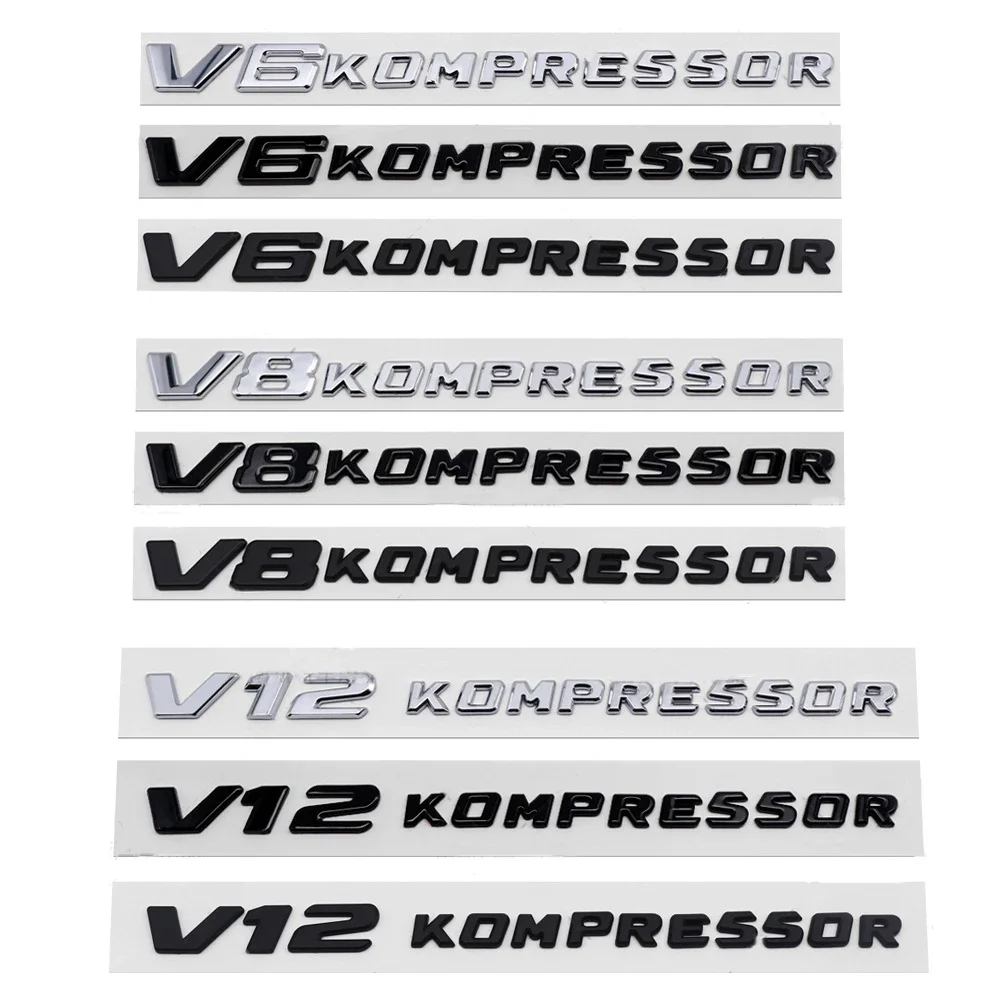 

Car Rear Trunk Emblem Sides Letters Badge V6 V8 V12 KOMPRESSOR Sticker for Mercedes Benz W221 W212 W205 W211 C180 W210 GLC B200