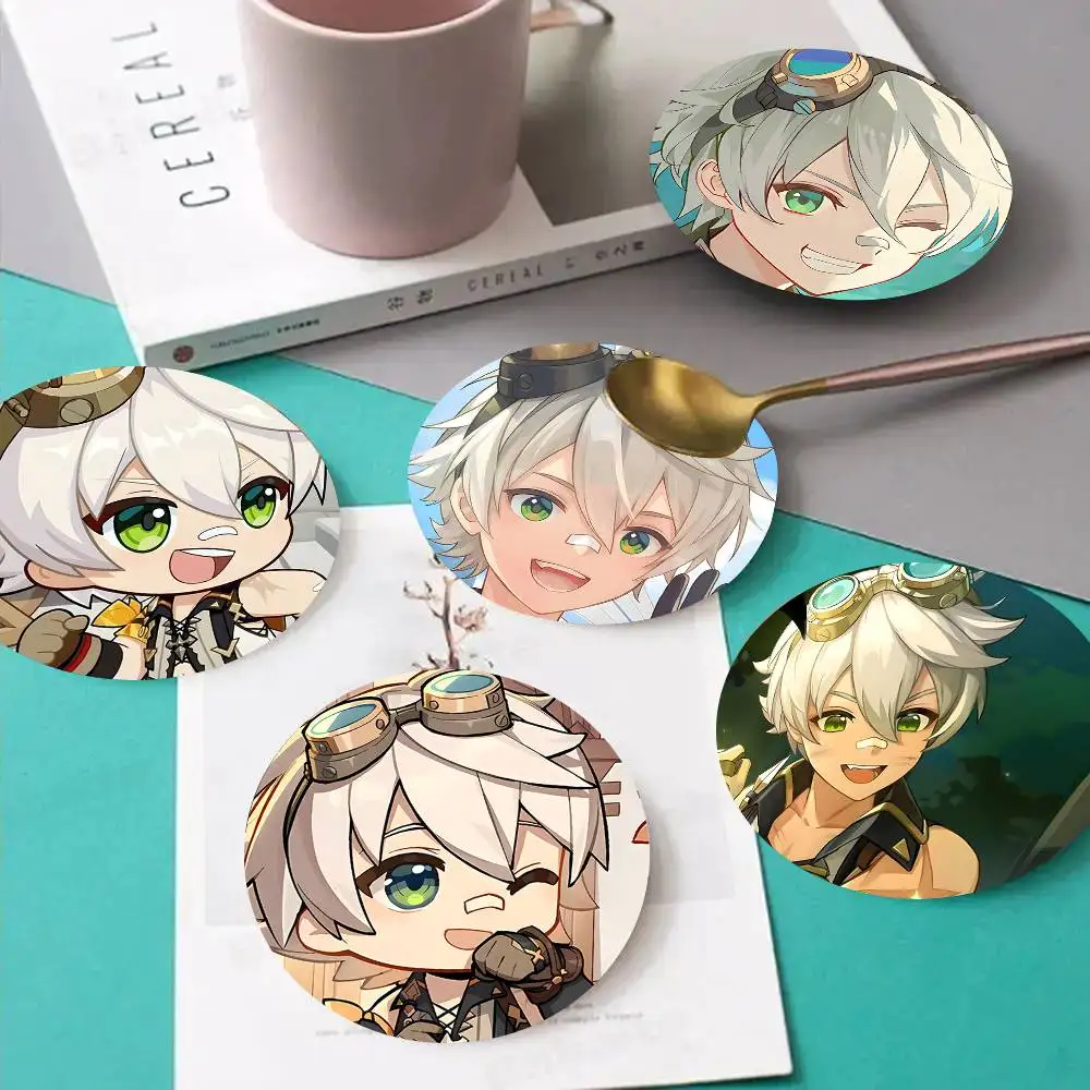 1pc Bennett Genshin Impact Wooden Coaster Colour Printing Cup Mat Home Desk Decoration Gifts