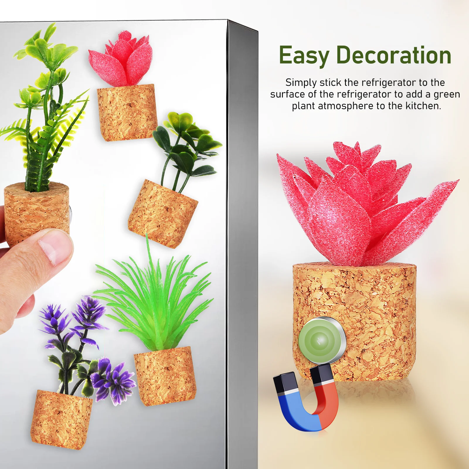 

6 Pcs Wine Simulated Plant Pot Refrigerator Stickers Magnets Pvc Flower