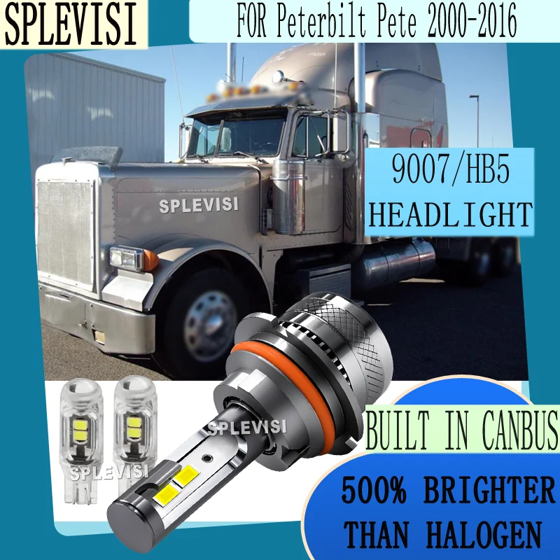 

5X Brighter Light for Enhanced Night Road Visibility LED Headlight For Peterbilt Pete 2000 2001 2002 2003 2004 2005 2006-2016