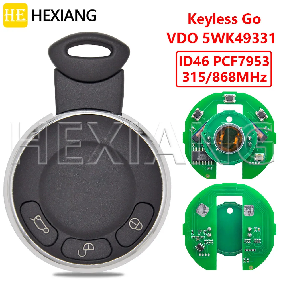 DR ID46 ชิป 315/868MHz Keyless Go รถรีโมทคีย์ VDO 5WK49331 สําหรับ BMW MINI Cooper R56 R57 R60 R61Cabrio Clubman Countryman