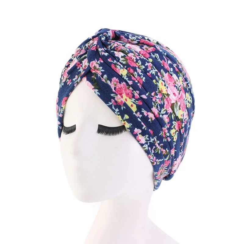 2023 Hot Sale Ethnic Style Lady Turban Hat Print Indian Cap High Quality Muslim Sleep Bonnet For Women