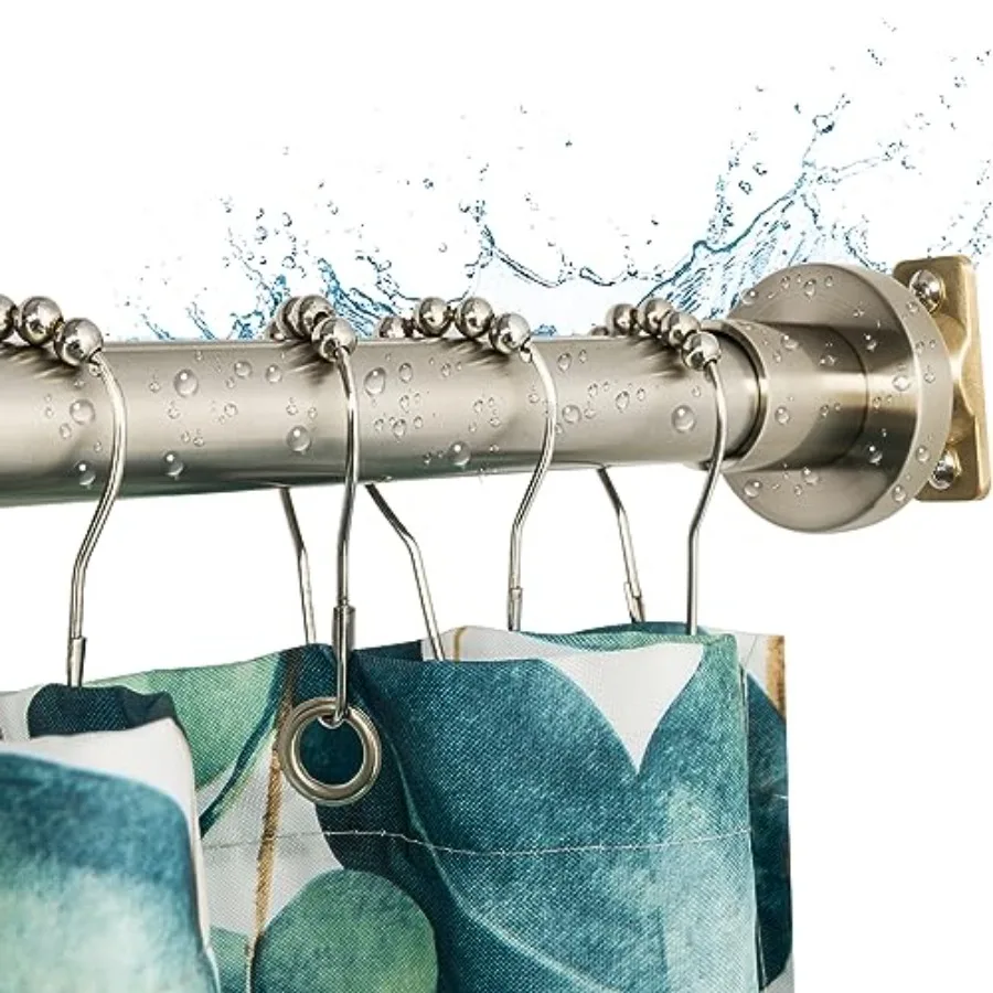 

Усиленный регулируемый душевой карниз, расширяемый от 47 до 84 дюймов, с фиксированным креплением, не ржавеет, из нержавеющей стали