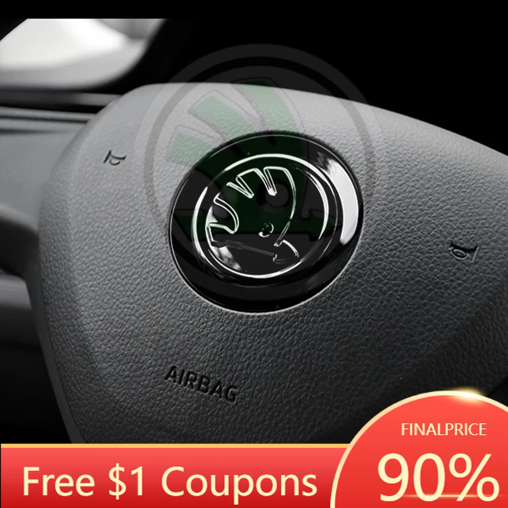 

2026 Hot 63mm Car Styling ABS Logo Steering Wheel Emblem Sticker Decal For Skoda Octavia Mk3 Fabia 2 Superb 3u 2 Kamiq Kodiaq VR