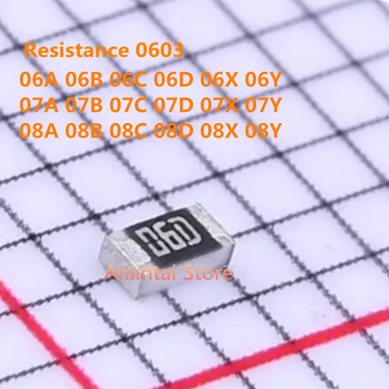 

100PCS SMD Resistor 0603 06A 06B 06C 06D 06X 06Y 07A 07B 07C 07D 07X 07Y 08A 1% Thick Film Resistor Contact us for other models