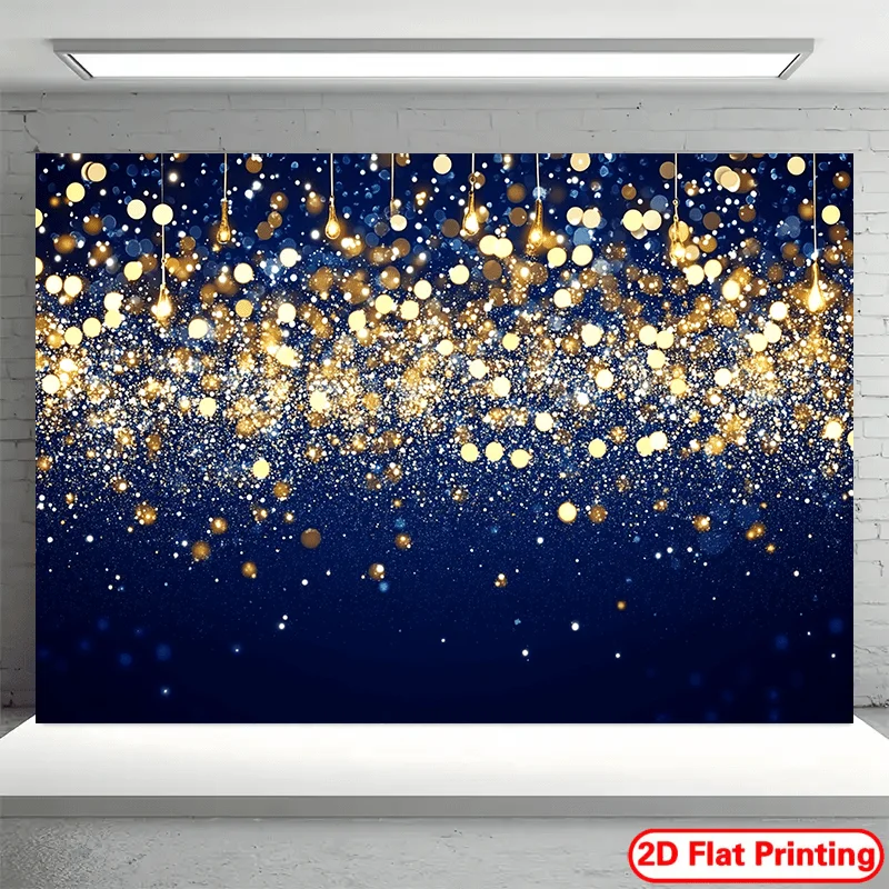 Gold glitter night sky tapestry 2D flat printing starry background party backdrop photography studio event decoration shimmering