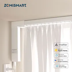 Zemismart Matter WiFi Smart Electric Motor with Quick-install Curtain Track Allow HomeKit SmartThings Alexa Google Home APP