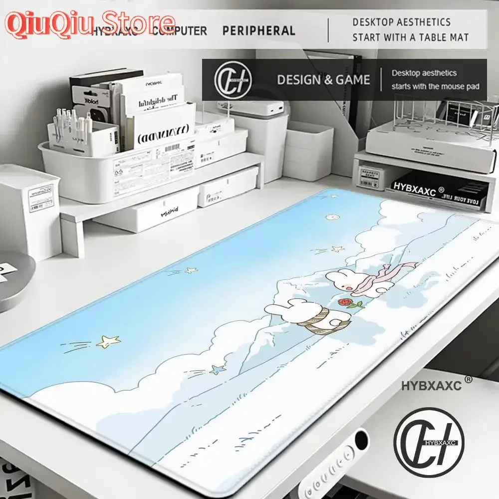 Kawaii Rabbit Purple Cartoon Mouse Pad Gaming keyboard Office Accessories Xxl Non-Slip Carpet Rubber Mousepad Home HD Print Rugs