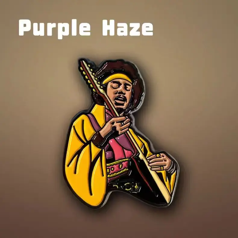 

Jimi Hendrix, the god of guitar, rocks the badge brooch around the periphery