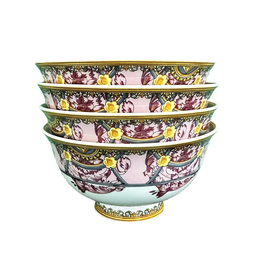 

4 Pcs Dining Room Bowl Ceramic Tableware 4.5*inch Deep Bone China Porcelain Dinnerware Rice bowl ceramic bowl