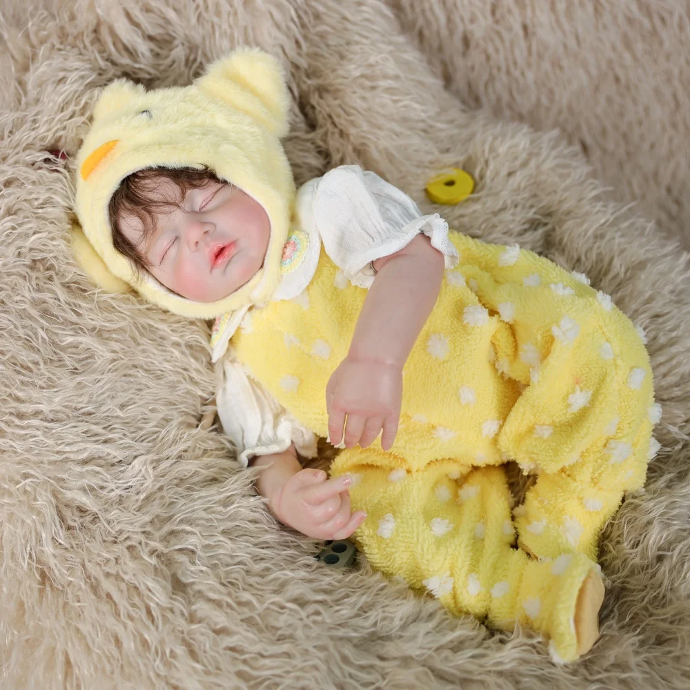 

Cloveray 50cm Original Realistic Reborn Baby Doll 24inch Yellow Duck Vinyl Doll Vinyl Limb Cloth Body Doll Handmade Toy Kid Gift